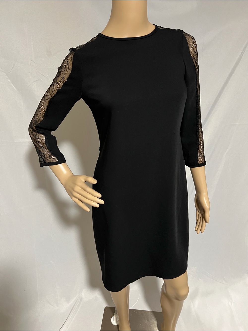 Calvin Klein Black Lace-Trim Midi Dress